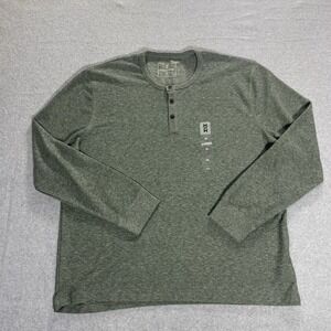 Mutual Weave Sweater Henlry Size 2XL Knit‎ Pullover Heather Green Button NWT